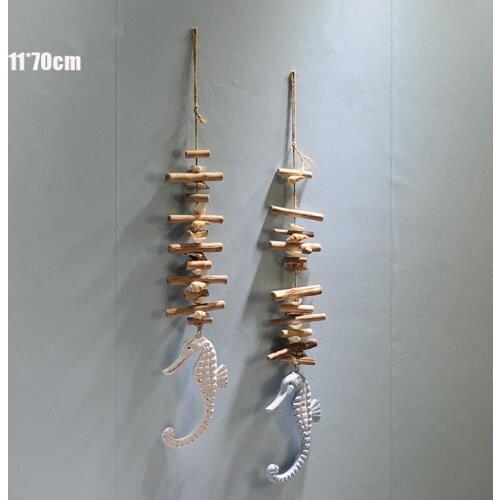 Driftwood Seahorse Starfish Pendant Home Hanging Mediterranean Style Decoration Pendant Display Wall Household Decor Accessories
