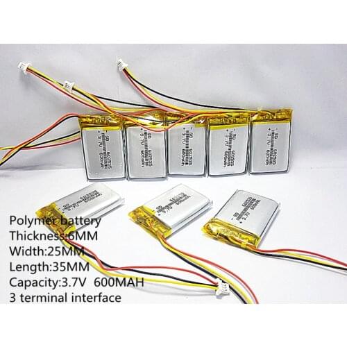 Polymer lithium battery 3.7 V, 600mah 602535 062535 can be customized wholesale CE FCC ROHS MS quality certification