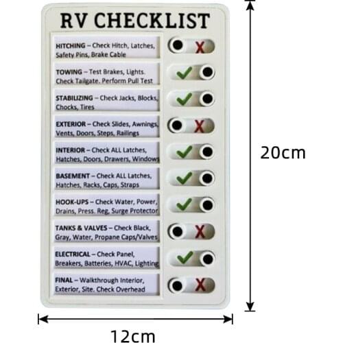 RV Checklist Safe Inspection Form Memo Note Portable Dry Erase Board Help Set-up And Breakdown Campsite For Camper Vans Dropship