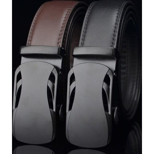Mens black leather belt leather low-key luxury sports car automatic buckle belt business casual pants belt leather men