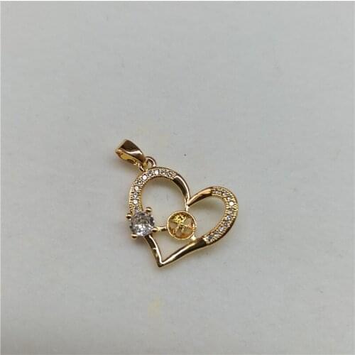 Heart Shape Pendant Base Mount Finding Settings Jewelry Parts Fitting Accessories for Pearls Corals Jade Beads Crystal Stones