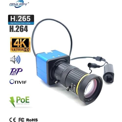 Geniuspy POE H.265 Onvif Bullet CCTV Home Security Audio Video Surveillance Mini Box 8MP IP Network Camera Golf Speed Shots