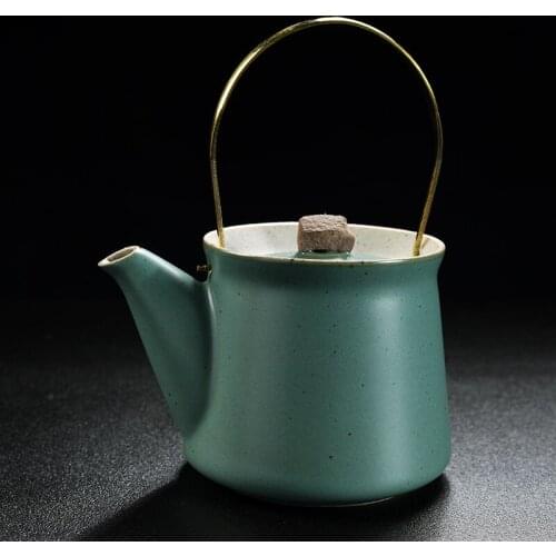 Blue ceramic teapot handmade clay Japanese style household tea ceremony pottery pot kung fu tea maker Chinese teaware