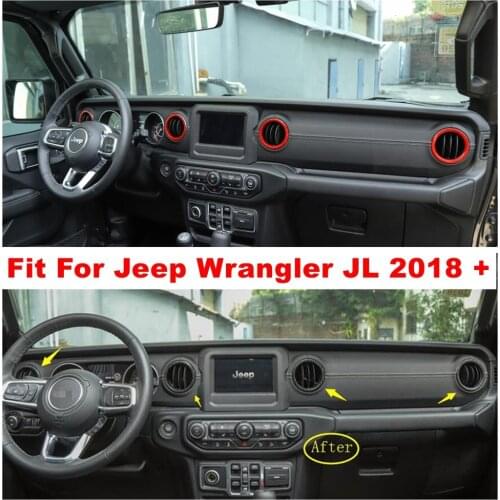 Dashboard Air Conditioning AC Outlet Vent Decoration Ring Cover Trim Fit For Jeep Wrangler JL 2018 2019 2020 ABS Accessories