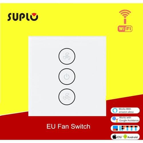 SUPLO EU WiFi Smart Ceiling Fan Switch APP Remote Timer and Speed Control Compatible with Alexa and Google Home No Hub Required