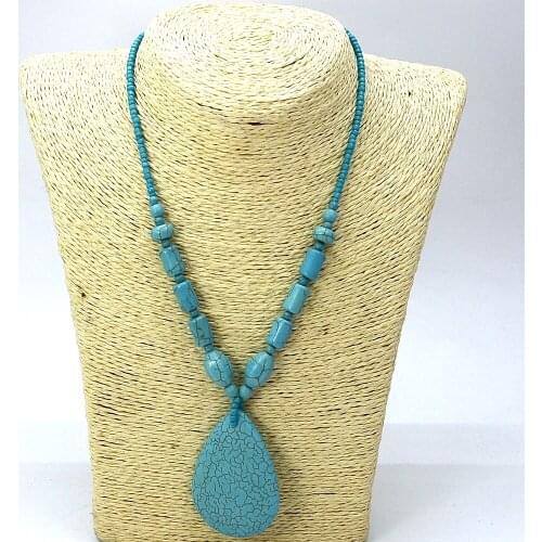 Spring summer holiday fashion jewelry! Handmade blue natural semi-precious stone necklace women gifts N15534