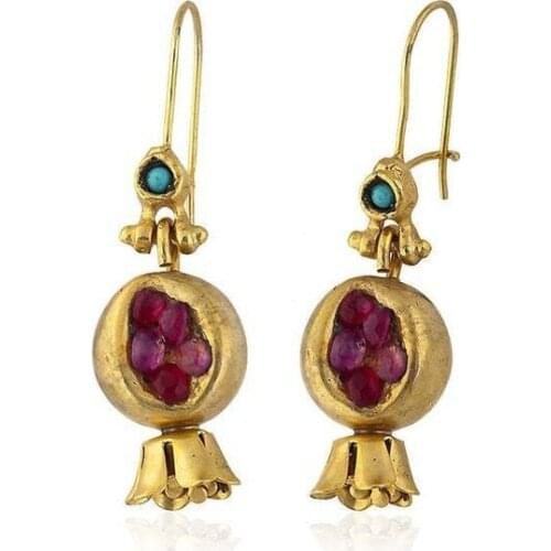 Vintage Earrings Dangle Red Garnet Earrings Pomegranate Seeds Earrings Eardrop Personality Drop Earrings Vintage Fruit Jewelry