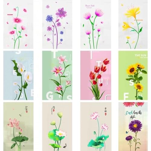 Plant potted flower anti-glare bathroom electrostatic frosted glass sticker bathroom glass door window anti-peep opaque film