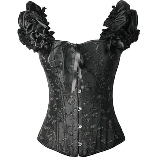 Womans Gothic Style Corset Sexy Black White Corset Top Polyester Steel Bone Corset Plus Size S-2XL