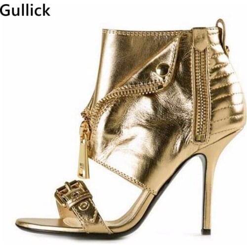 New Arrival 2018 Buckle Decoration Side Zipper High Heel Sandals Summer Women Gladiator Sandals Peep High Heel Shoes For Women