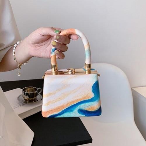 PU Leather Mini Women Luxury Designer Handbags 2021 Shopper Wallet Fashion Sweet Landscape Printing Pillow Shape Crossbody Bags
