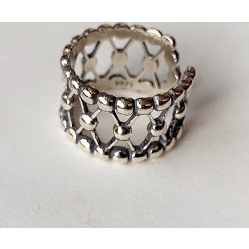 Gothic Punk 925 Sterling Silver Geometric Ring For Women Thumb Chunky Adjustable Big Rings Tibetan Trendy Jewelry