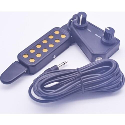 12-hole Acoustic Guitar Pickup Sound Hole Pickup Magnetic Transducer with Tone Volume Controller Audio Cable Guitar Accessories