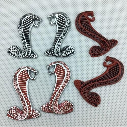 20 Pairs Metal 3D Mustang Snake Cobra Emblem Sticker for Mustang Shelby GT Car Decals Styling Accessories