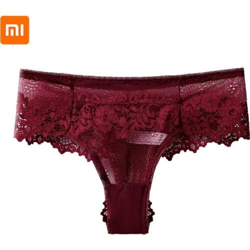 3pcs xiaomi mijia sexy lace underwear womens low-waist seamless, comfortable and breathable sports briefs, pure cotton crotch