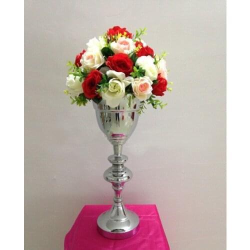 49cm(H) Silver Wedding flower vase Wedding Decoration Table Centerpiece 10pcs/lot