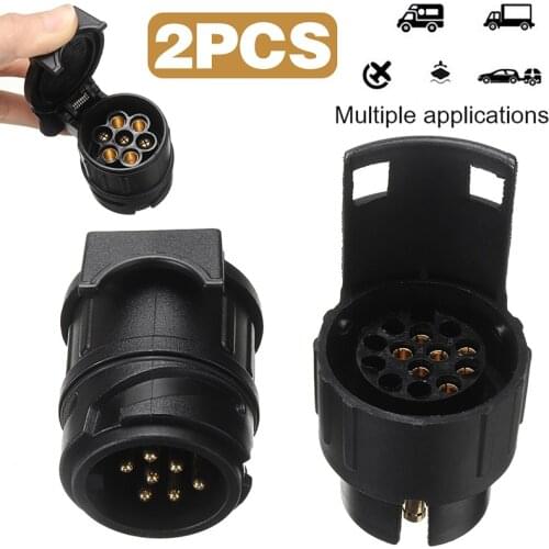 2pcs 13 to 7 pole + 7 to 13 pole Socket Plug Trailer Socket Adapters Converter Car Truck Caravan Accessories