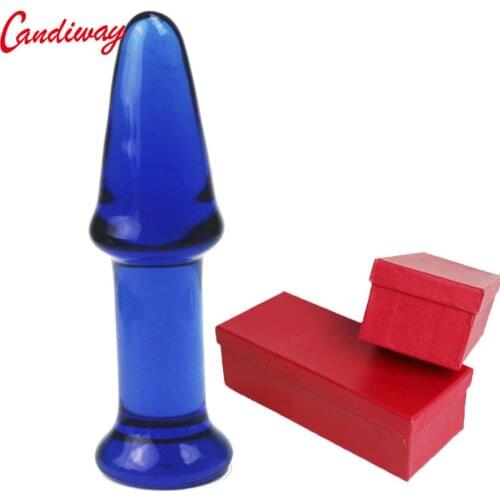 Candiway Crystal Ocean Blue Glass Anal Plugs Erotic No Vibrator Sex Toys For Women Men Couples Lover