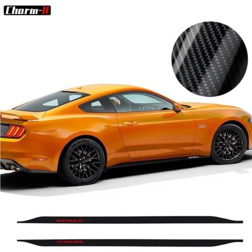 Car Styling 5D Carbon Fibre Stickers for Ford Mustang GT 2015 2016 2017 2018 2019 Side Skirts Stripe Decal Sticker Accessories