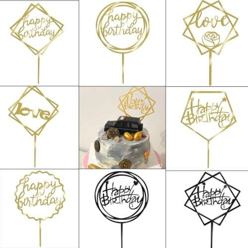 Glitter Happy Birthday Cake Topper Happy Birthday Cupcake Cake Top Flags Love Family Birthday Party Baking Decoration Supplies