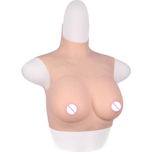 B CUP Short High Collar Neck Fake Artificial Boob Realistic Silicone Breast Forms Crossdresser Shemale Transgender Drag Queen 4G