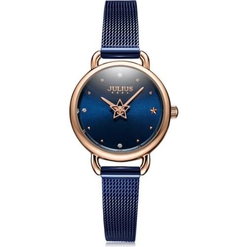 Rotating Star Second Hand Julius Small Womens Watch Japan Mov't Hours Fashion Clock Stainless Steel Bracelet Girls Gift Box