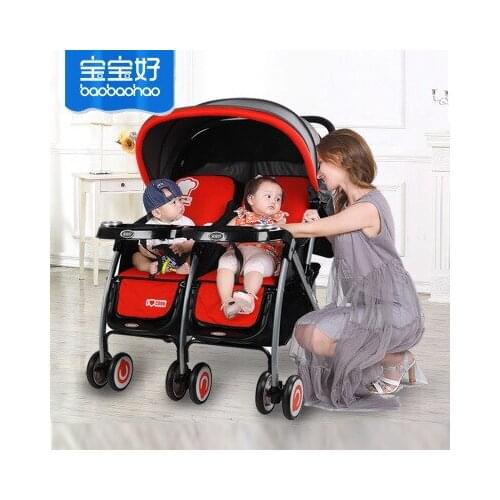 Twin Stroller Can Sit Lying Collapsible Trolley Lightweight Baby Stroller Baby Car Seat Cover