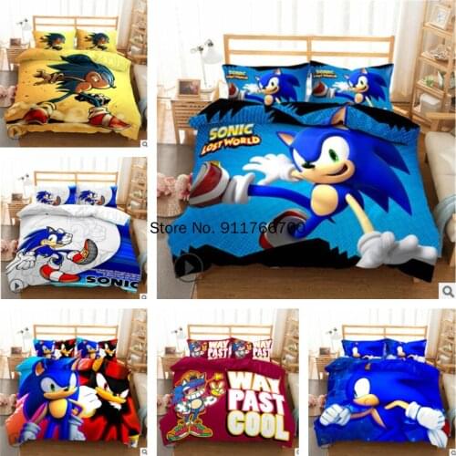 Dropshipping Cartoon Hedgehog Game Figure Comforter Bed LinenKids Duvet Cover Sets Bedding Set Twin Queen King Single Size
