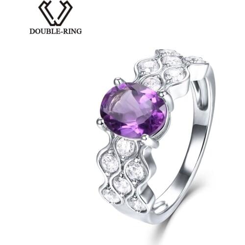 DOUBLE-R 1.6ct Natural Amethyst Gemstone 925 Sterling Silver Ring Embroidery