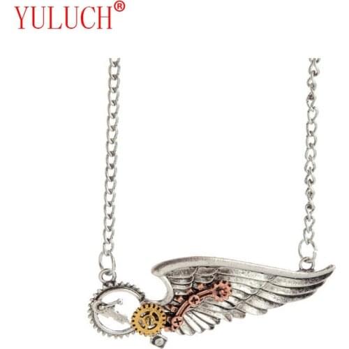 YULUCH 2018 Classic Pop Steam Gear Angel Wing Fashion Exquisite Personality Couple Good Luck Jewelry Necklace Party Gift