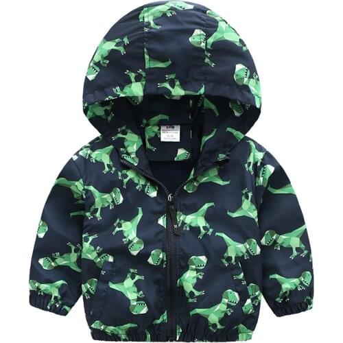 Baby Boys Jackets 2020 Spring Autumn New Childrens Clothing Kids Boys Cartoon Print Coats Toddler Hooded Sweatshirt Windbreaker