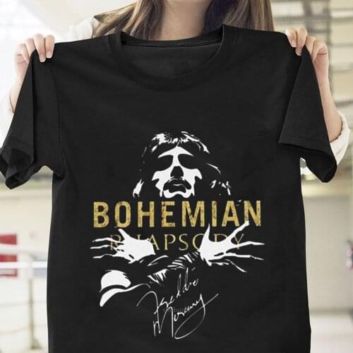 QUEEN Freddie Bohemian Rhapsody Signature T Shirt Black Cotton men t-shirts bigger size 4XL 5XL sbz8175