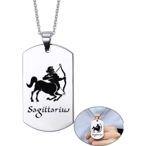 Mens Sagittarius Necklaces for Woman Vintage Astrology 12 Horoscopes Constellation Zodiac Pendant Free Engraving Accessories