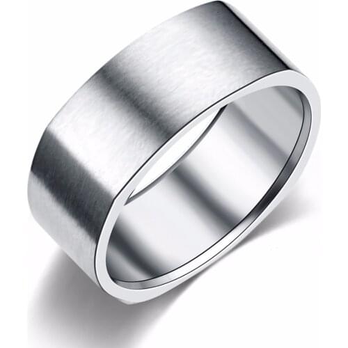 MANGOSKY 8mm Stainless Steel Ring Wedding Engagement Square Rings Women Men Personalized Ring Customize Ring Engraved Ring