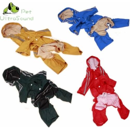 Large Dog All Seasons Cool Stripe Waterproof Raincoat Clothes Pet Dog PU Material Red Green Yellow Blue Raincoats Size 3XL-7XL