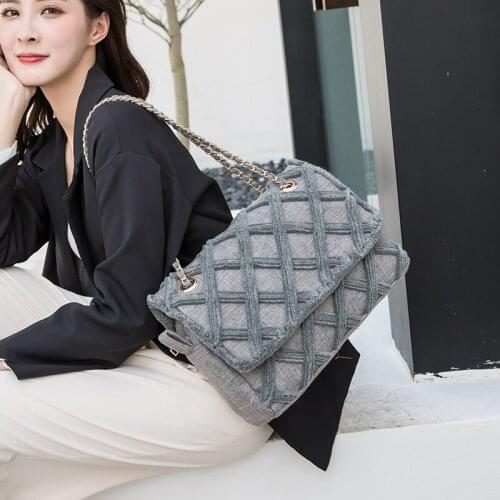2020 New Craftsmanship Handbags Rhombic Canvas Bag Large Capacity Women Handbags Chain Shoulder Messenger Bag Channels Bags
