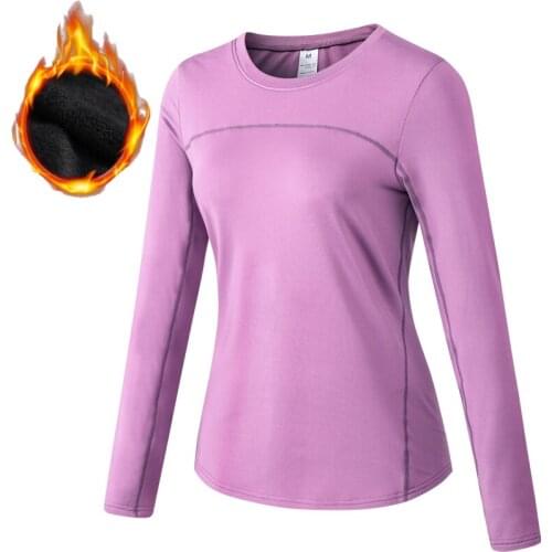 New Autumn Women Long Sleeve Shirt Velvet Women Workout Gym Shirt Running Tops Fitness Sweatershirt Femme Plus Size TShirt Lady