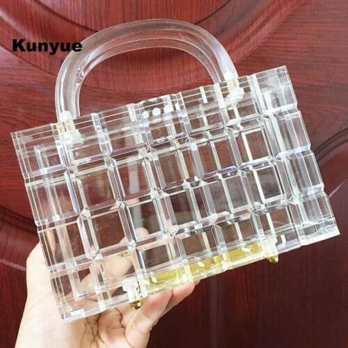 New Lucite Clear Acrylic Clutch Purse Luxury Lady Beach Box Bag Women Transparent Evening Bag Retro Bridal Party Prom Chic Totes