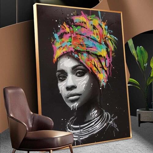 African Woman Poster Home Decor Canvas Figure Paintings for Interior Female Picture On Loft Frameless Modern Decoration