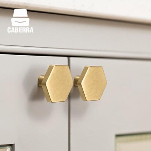 Hexagon Brass Handle Pulls Wall Hook Furniture Knob Cabinet Handle Knob Gold Kitchen Handle Cupboard Pull Furntiture Harware