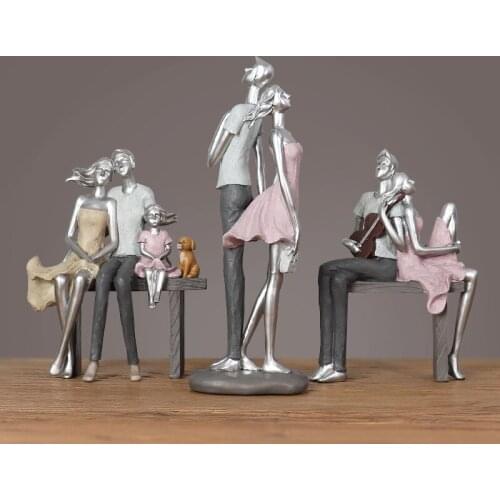 Home Statues Sculpture Decoration Sitting On A Stool Looking Up At The Family Of Three Rainbows And Puppies Ornaments Gift