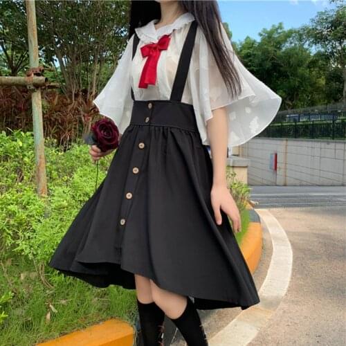 Japanese fashion College High Waist Slim Sweet All-match Student Summer school girl uniform sailor dress korean uniform