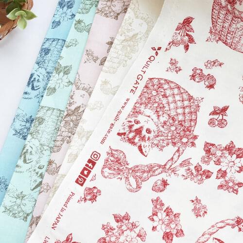 QUILTGATE Japan vintage cotton carton cat pattern fabric Retro style fabric for DIY Bag 1 order=50cm*110cm