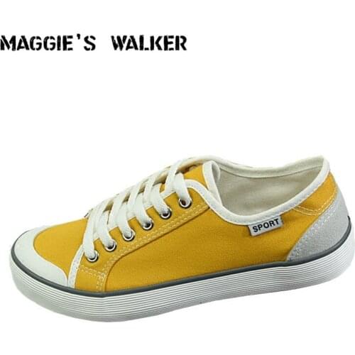Maggies Walker 2018 New Arrival Women Fashion Lacing Canvas Casual Shoes Platform lace-up Walking Shoes White/Black Size 35~40