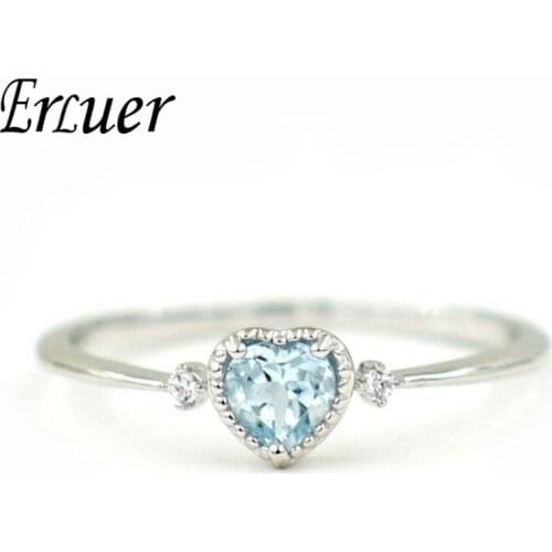 ERLUER Delicate Simple Heart Shape Crystal CZ Charming Ring for Women Girl Silver Plated Fashion Jewelry Engagement Trendy rings