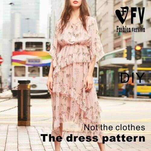 Clothing Making Womens Chiffon Dress Pattern Cutting Design Drawing BLQ-539