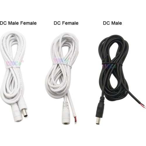 0.5m 1m 2m 3m 5m 10m 5.5 * 2.1 mm DC female and Male Jack adapter cable connector Power Supply Plug White/Black extension wire