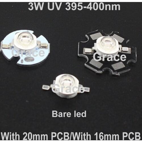 10pcs 3W High Power LED UV Light Chip diode 395nm 400nm Molding with zener Ultra Violet for Nail Dryer Currency Identification