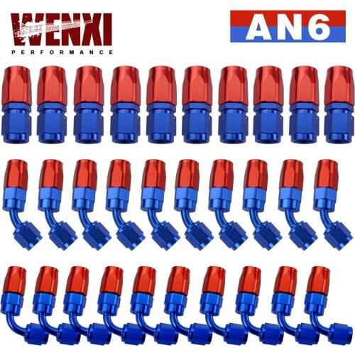 10 Pieces AN6 Oil Fuel Swivel Hose Anoized Aluminum Straight Elbow 45 180 Degree Hose End Oil Fuel Reusable Fitting