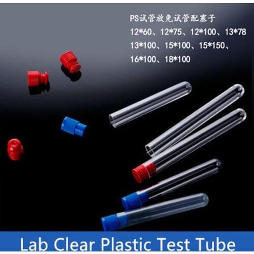10PCS Lab Clear Plastic Test Tube Round Bottom Tube Vial with Cap Lab Experiment Supplies Plastic Test Tubes with Cap 12x100mm